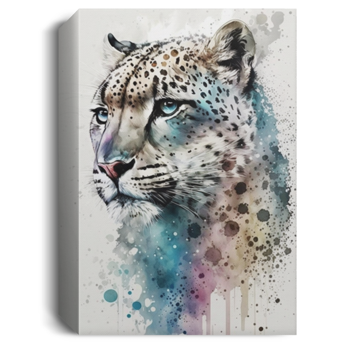 Watercolor Snow Leopard Canvas