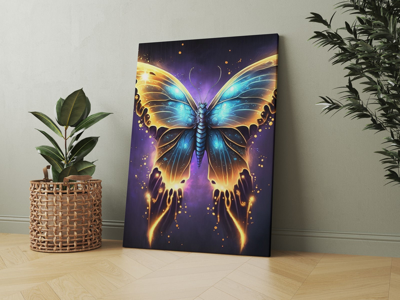 Navy Gold Butterflies Canvas – ClockCanvas