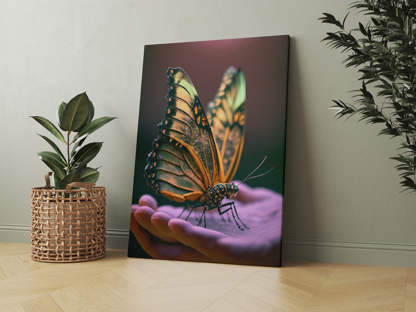 Butterfly In Hands Canvas