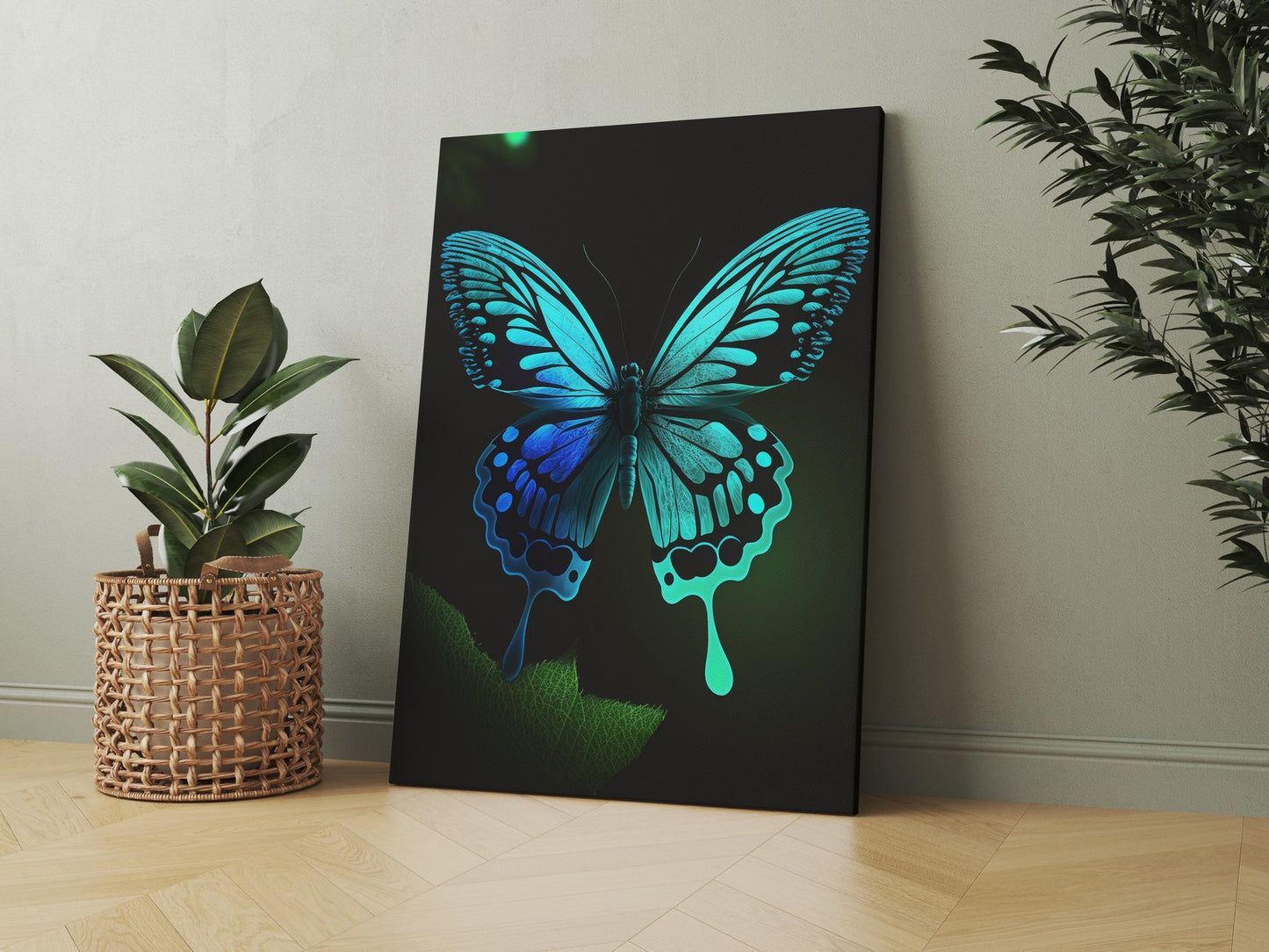 Blue Green Butterfly Canvas