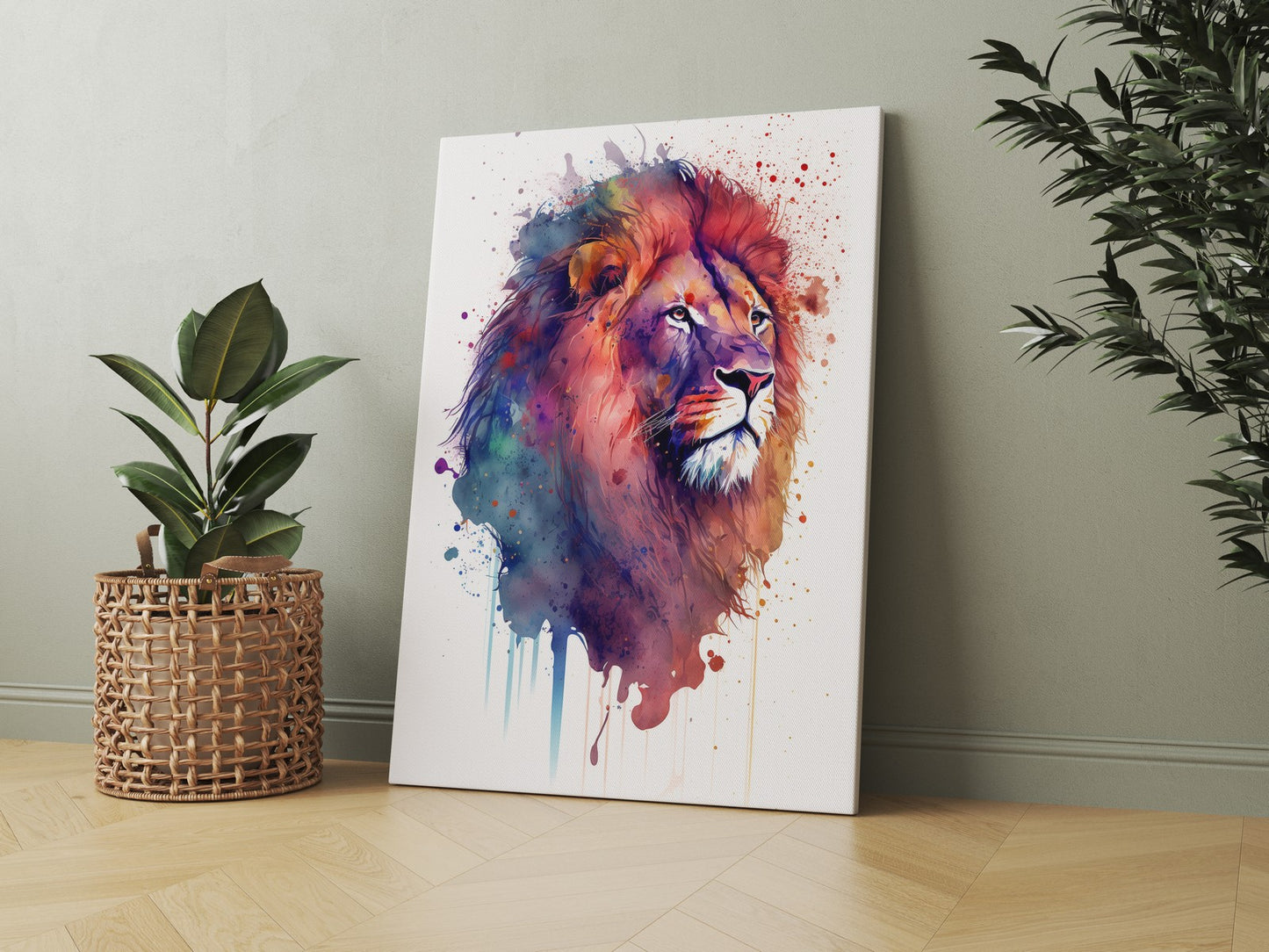 Watercolor Lion Canvas