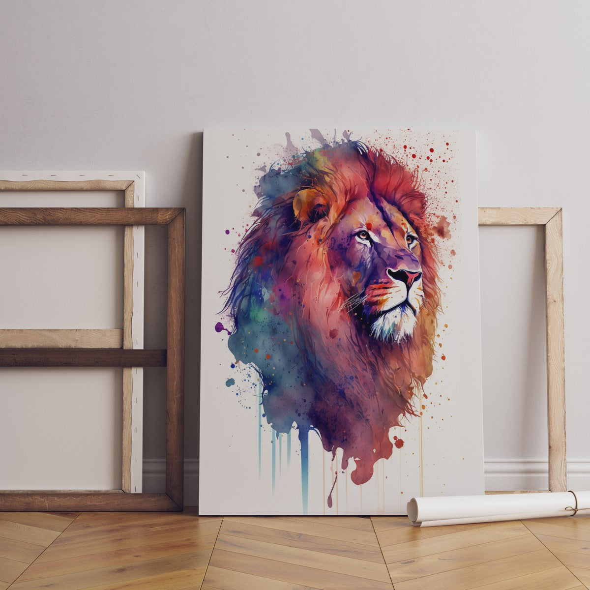 Watercolor Lion Canvas